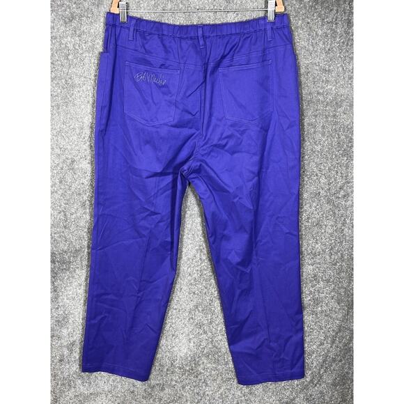 Bob Mackie Wearable Art Pants Womens Size XL Stretch Purple Pockets Straight Leg - Picture 2 of 9